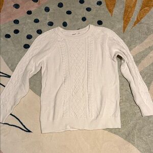GAP Women's White Cable Knit Sweater EUC Sz XL